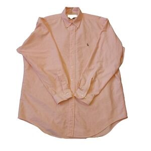 Vtg Ralph Lauren Yarmouth Men's Oxford Salmon Size  16 1/2-34/35  Hong Kong Read